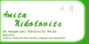anita mikolovits business card